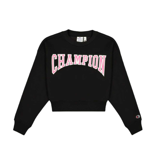 Champion NBK צ`מפיון סוויטשירט שחור לוגו ורוד READY ONLINE