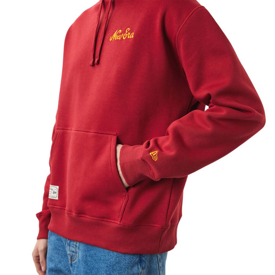 New Era Logo Red Oversized Hoodie - קפוצון ניו ארה אדום לגבר - READY ONLINE
